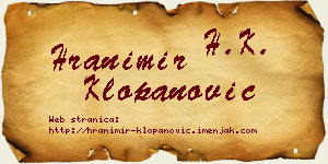 Hranimir Klopanović vizit kartica